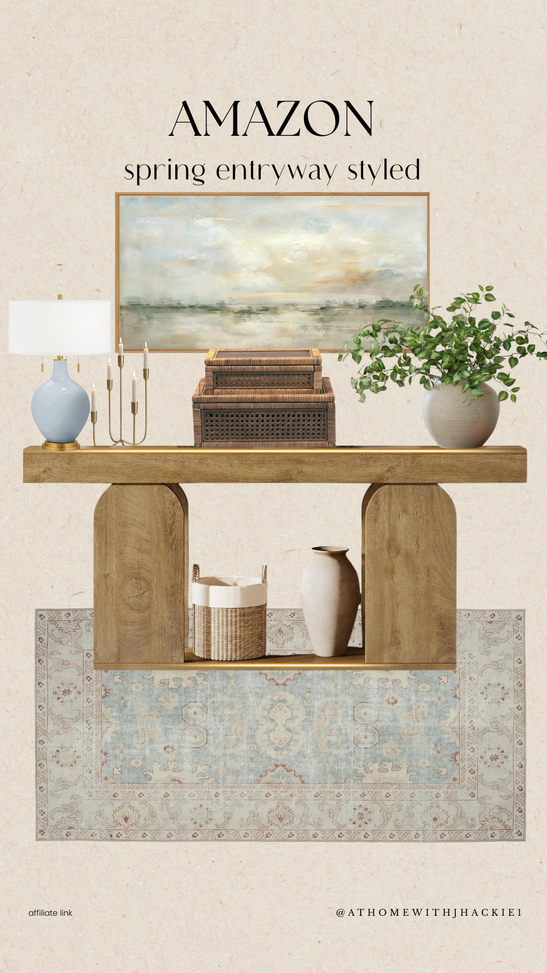Amazon spring entryway styled, spring entryway decor, amazon entryway decor, entryway table styling, spring console table decor, neutral entryway decor, modern organic entryway, coastal entryway decor, framed landscape art, wicker storage baskets, ceramic table lamp, faux greenery entryway, entryway rug neutral, amazon home decor finds 

 

#LTKSeasonal #LTKHome