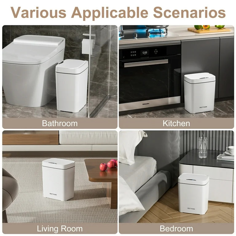 PrettyCare 2 Pcs Smart Automatic Touchless Trash Can with Lid,3.6 Gallon Slim Garbage Bin Waste B... | Walmart (US)