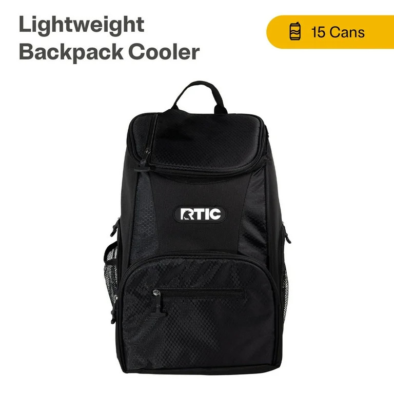 RTIC 15 Can Lightweight Backpack Cooler, 10 Qt with pockets, Black | Walmart (US)