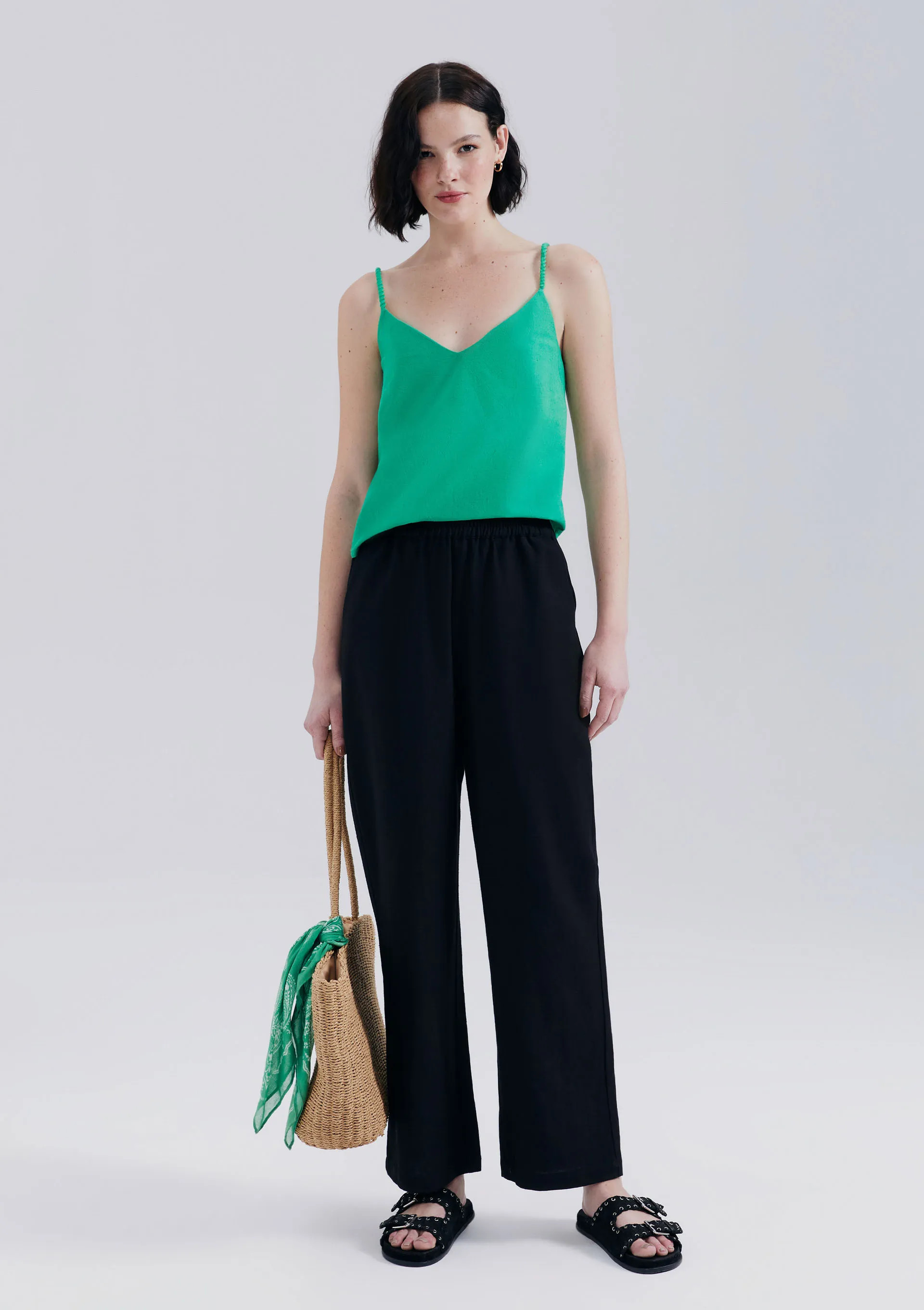 Calça Feminina Reta Cintura Média Em Com Linho - Hering Store | Hering (BR)