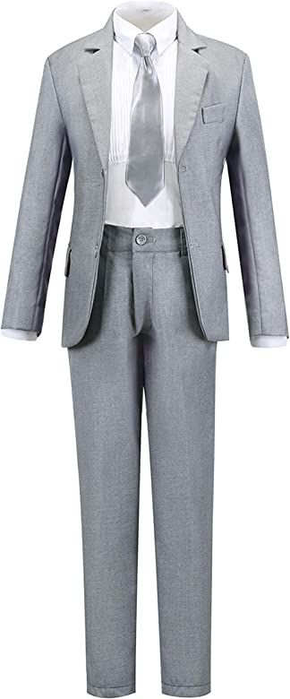 Boihedy Boys Formal Suit Set 4 Pieces Kids Tuxedo Ring Bearer Outfit | Amazon (US)