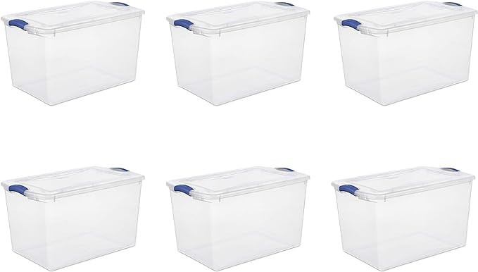 Sterilite 66 Quart Latch Box- Blue Eclipse, Set of 6 | Amazon (US)
