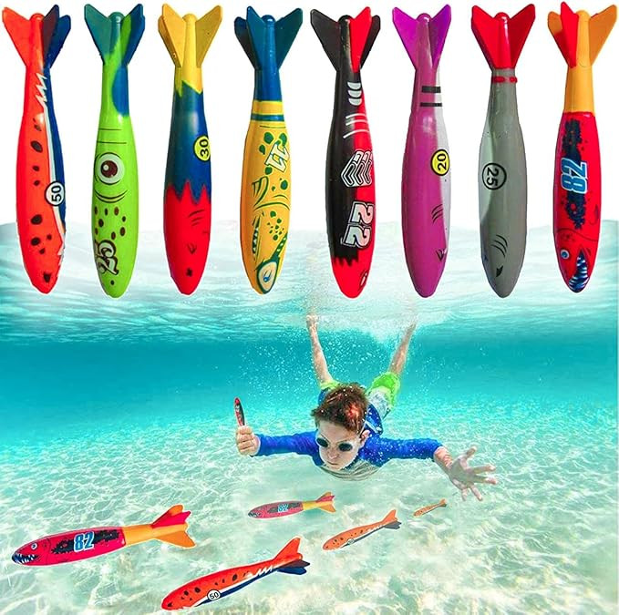 Haktoys Underwater Diving Torpedo Bandits, Swimming Pool Toy 5” Sharks Glides Up to 20 Feet Fun... | Amazon (US)