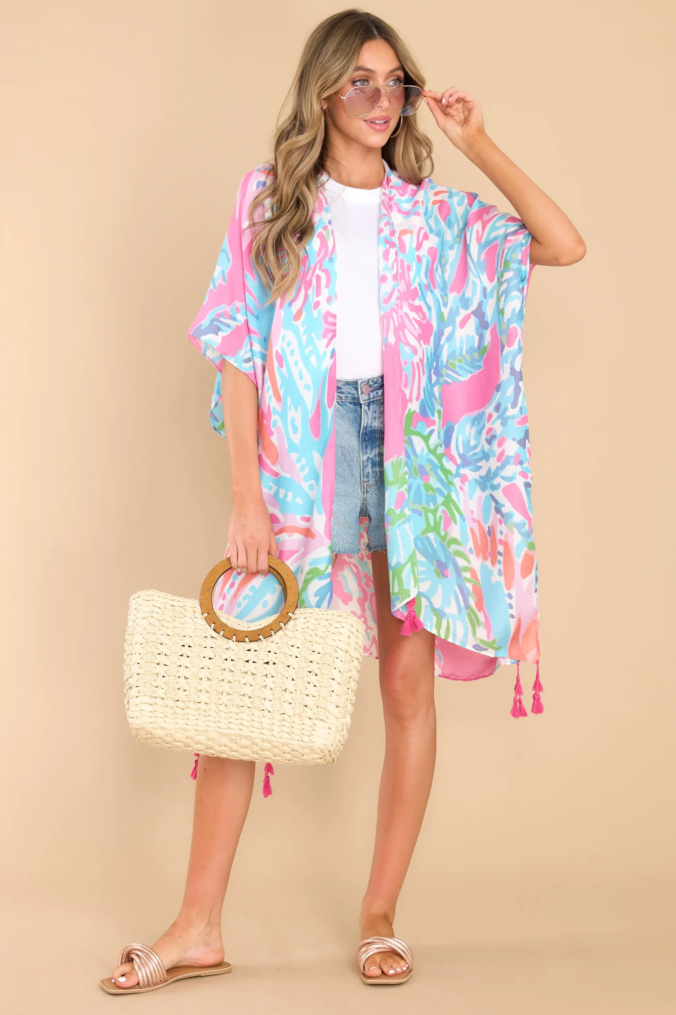 Reached My Destination Pink Print Cover Up | Red Dress 