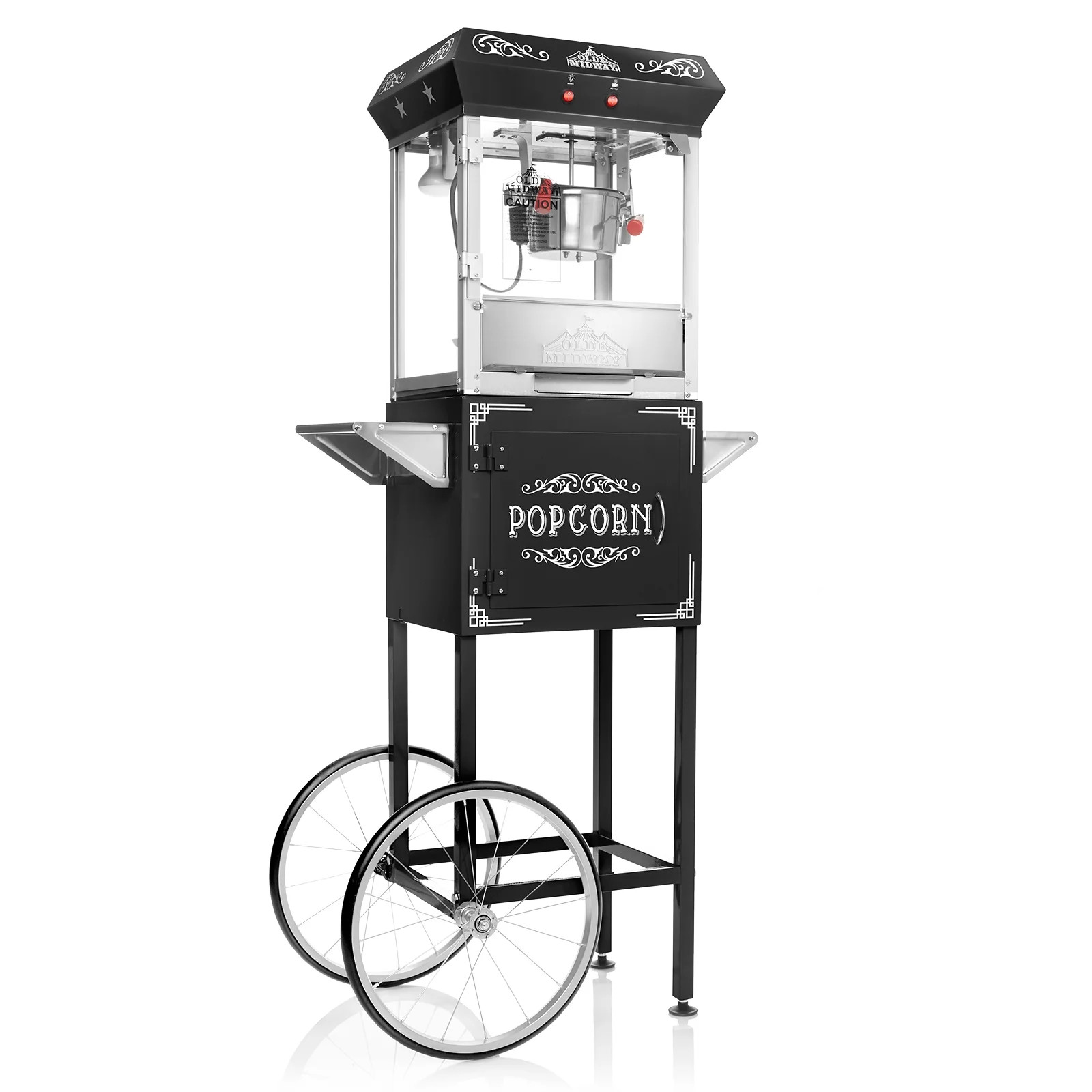 Olde Midway Vintage Style Popcorn Machine Maker Popper with Cart and 6-Ounce Kettle - Black - Wal... | Walmart (US)