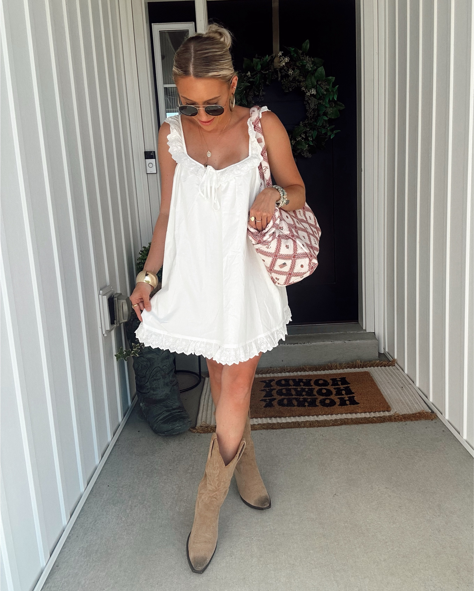 Easy, breezy, and a little bit country 🤍 This white eyelet mini dress is the ultimate summer staple—sweet, simple, and perfect for pairing with your favorite cowgirl boots 🤠✨ Threw on a fun statement bag + sunnies and I’m out the door! Linking this exact look on my LTK! #LTKsummer #WesternStyle #BohoChic #OOTD

Comment SHOP below to receive a DM with the link to this post on my LTK ⬇ https://liketk.it/5hEnE #ltkfindsunder50 #ltku #ltkstyletip

#LTKStyleTip #LTKBump #LTKU