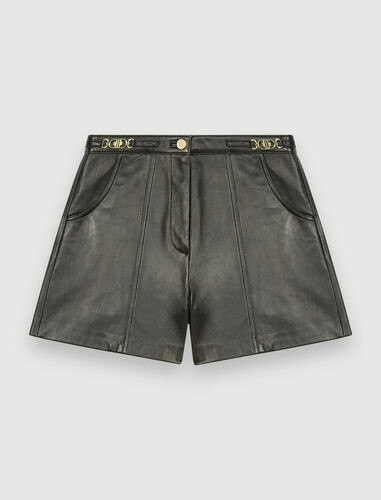 Leather shorts with gold-tone hardware | Maje US