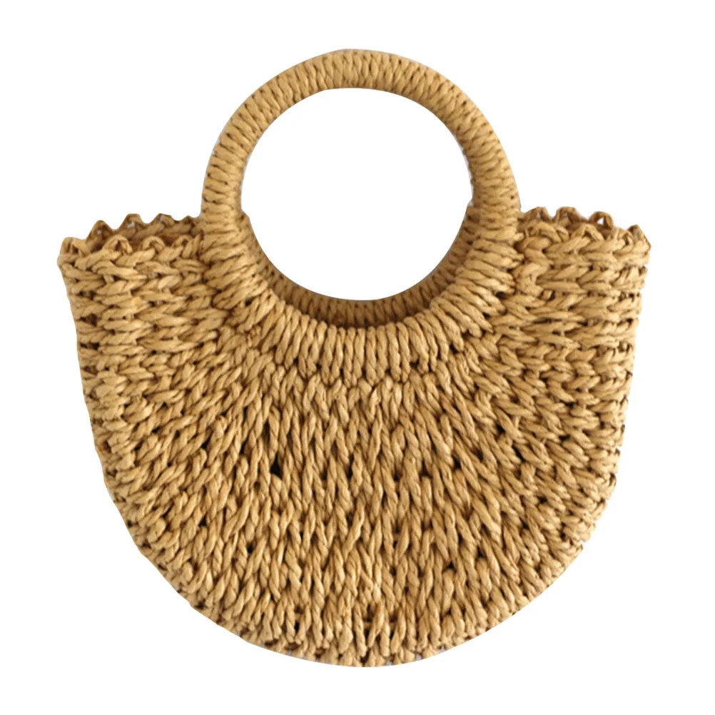 OUNONA 1pc Straw Woven Handbag Half-moon Shape Handbag Large Capacity Handheld Pouch | Walmart (US)