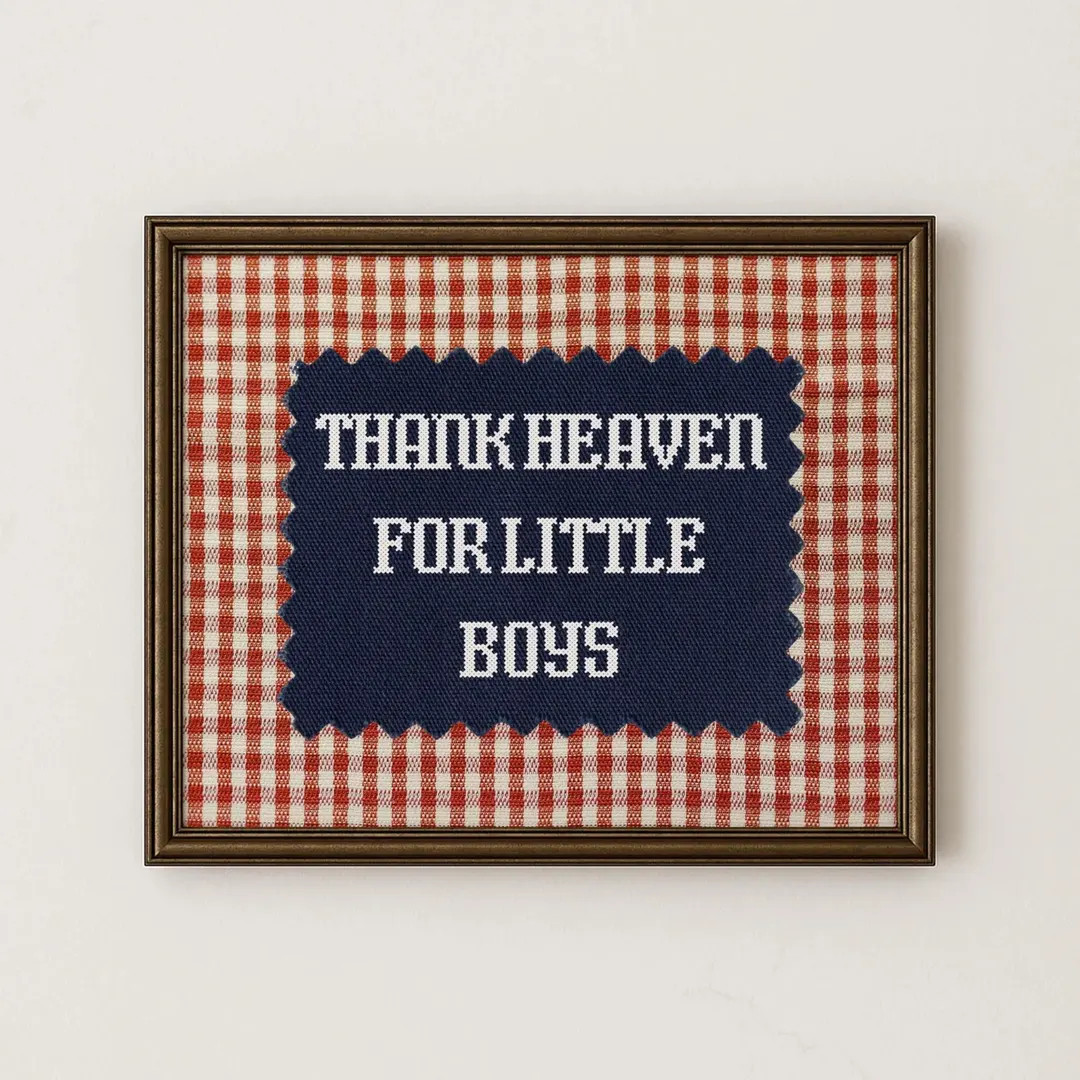 Thank Heaven for Little Boys Wall Art, Red Gingham Boys Room Print, Preppy Southern Nursery Decor... | Etsy (US)