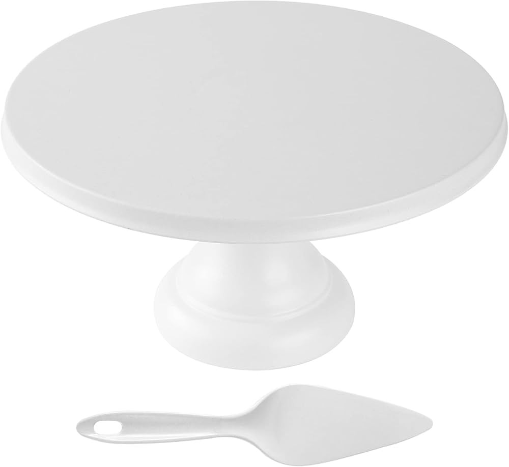 ECOWAY Round Cake Stand 9.84 Inch with Spatula, White Cupcake Stand Bamboo Fiber, Dessert Display... | Amazon (US)