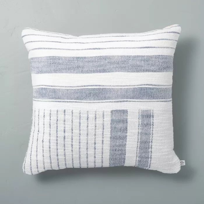18" x 18" Patch Stripes Woven Throw Pillow - Hearth & Hand™ with Magnolia | Target