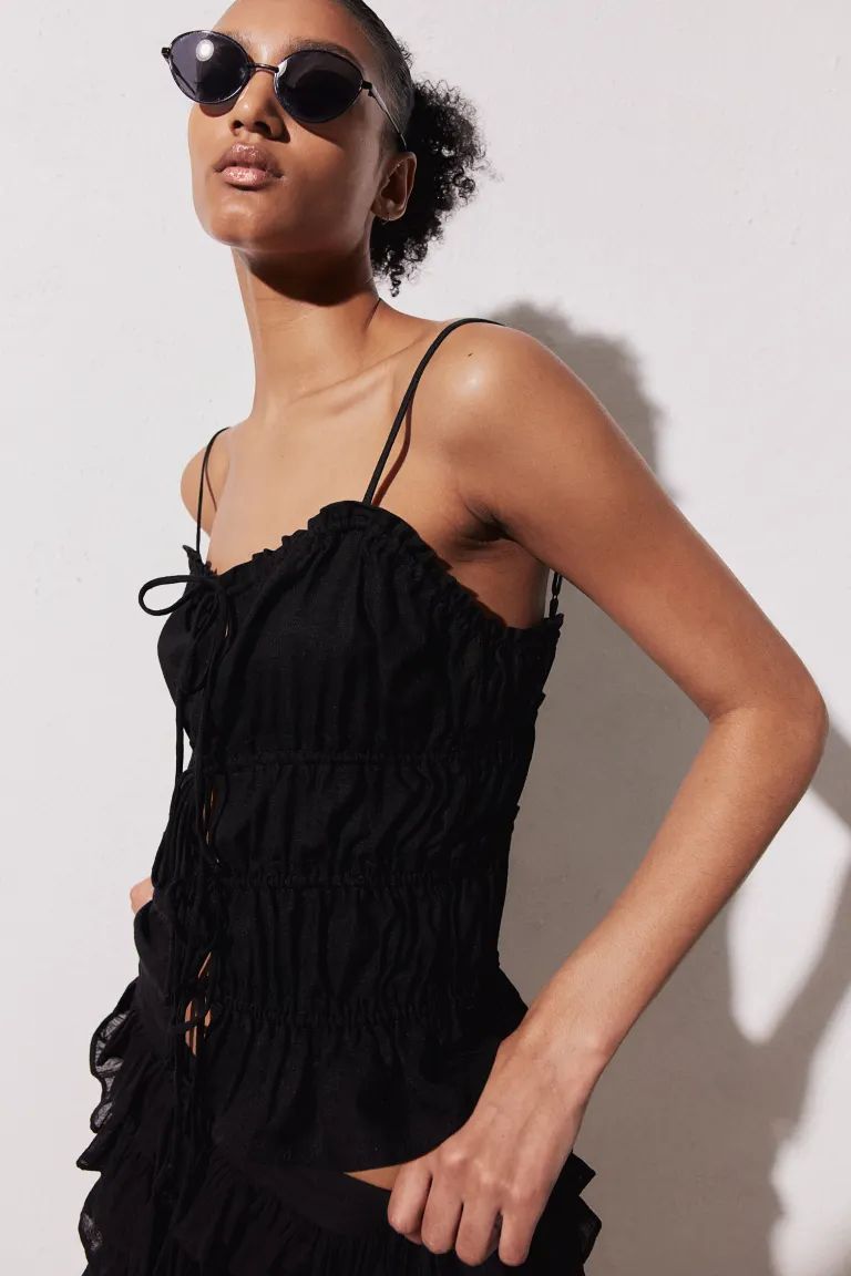 Drawstring-detail Camisole Top - Black - Ladies | H&M US | H&M (US + CA)