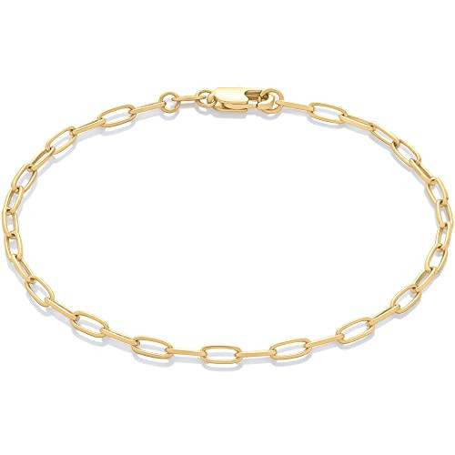 Amazon Essentials 14K Gold Plated Paperclip Chain Bracelet 7.5", Yellow 14K Gold | Amazon (US)