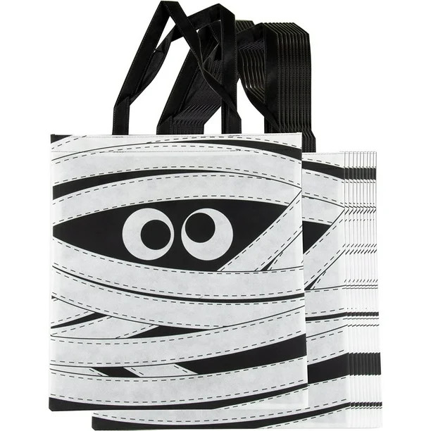 12 Pack Reusable Trick or Treat Bags for Kids Halloween Party Favors, Mummy Toys Candy Tote Bag -... | Walmart (US)