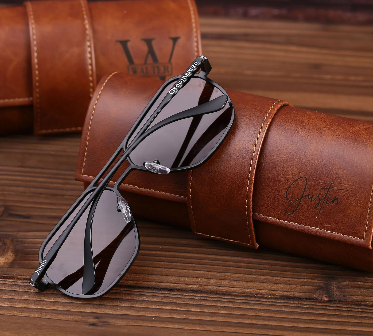 Engraved Mens Sunglasses With Leather Box for Wedding Party, Personalized Mens Gift, Unisex Sungl... | Etsy (US)