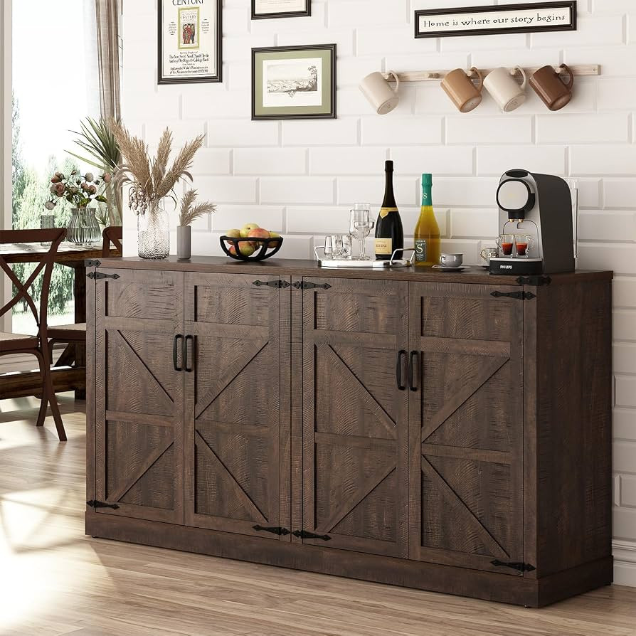 65 Inch Sideboard Buffet Cabinet with Storage, Farmhouse Kitchen Pantries Sideboard Cabinets with... | Amazon (US)