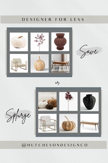 Making it possible to have designer looks for all budgets we have found look-a-like options for Pottery Barn pumpkins , woven vase, designer chairs for less, looks for less, save or splurge, entryway bench look-a-like, McGee and Co. Maple leaf stem look for less. Amazon home finds. Target haul, Target Home. Fall decor just hits different. 

Share how you style these looks with us on Instagram. 

#LTKSeasonal #LTKfindsunder50 #LTKhome