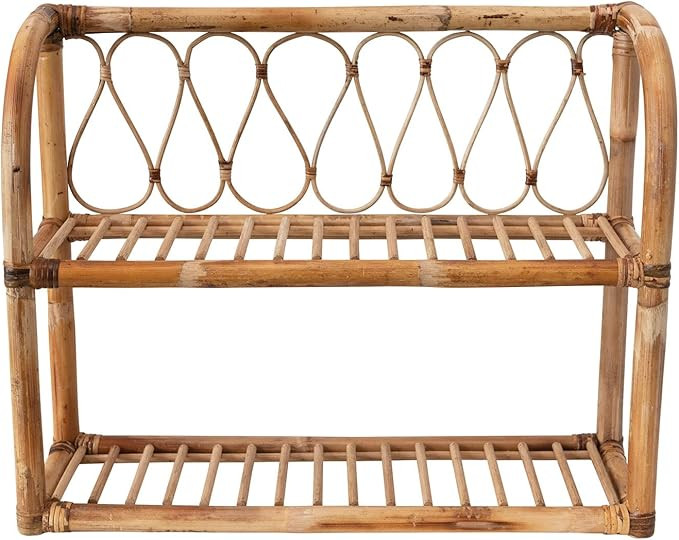 Creative Co-Op Rattan 2 Shelves Wall Shelf, 25" L x 9" W x 20" H, Natural | Amazon (US)