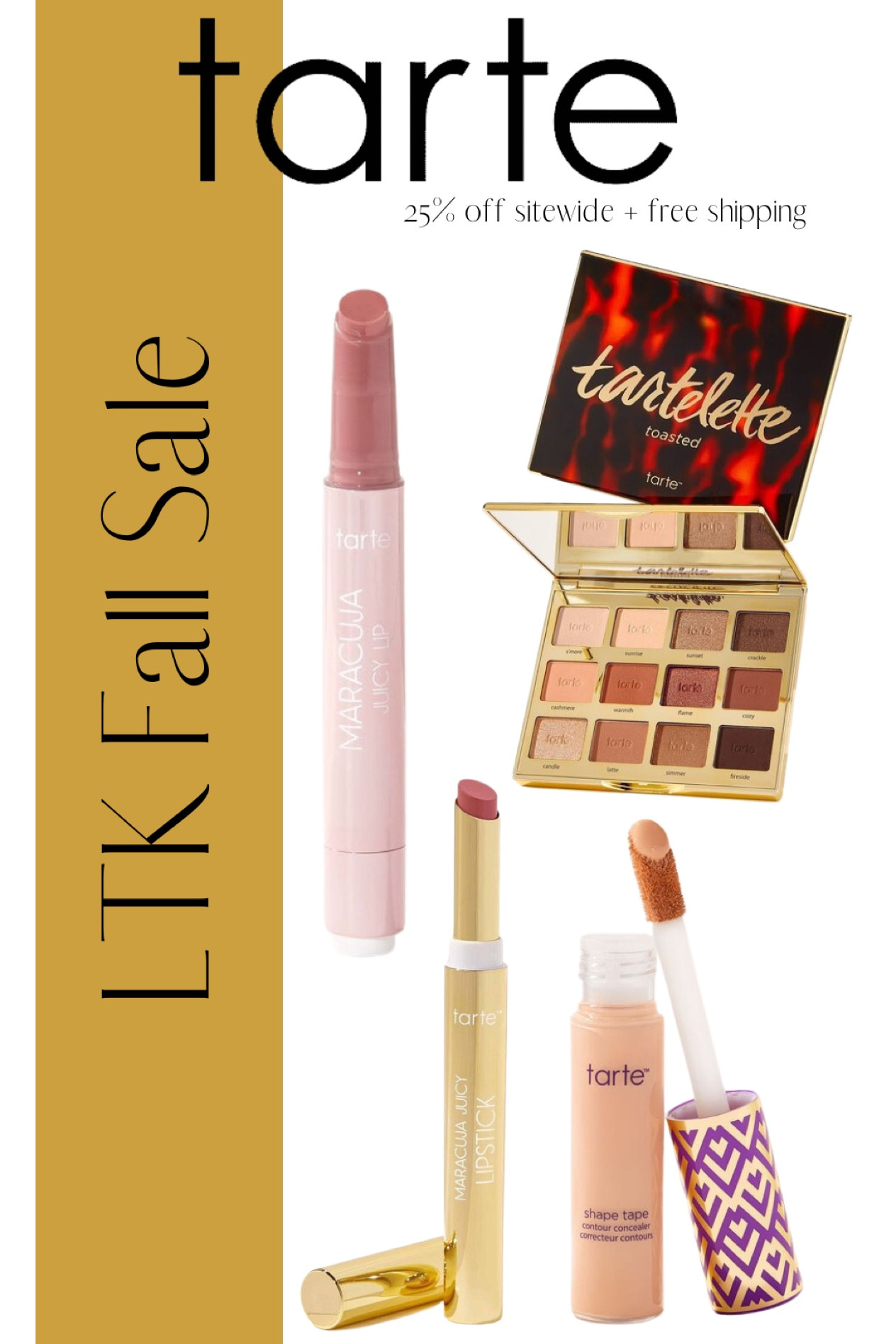 Tarte is 25% off SITEWIDE (+ free shipping) for the LTK Sale!! Today-Sept 20, exclusively in the LTK app.

Tarte, makeup, eyeshadow, concealer, foundation, mascara, eyeliner, lipstick, lipgloss, lip products, face product, powder, full face 

#LTKbeauty #LTKSale #LTKsalealert