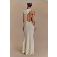 Katerina Scuba Jersey Cut Out Maxi Dress - Ivory I MESHKI I Size XS | MESHKI US