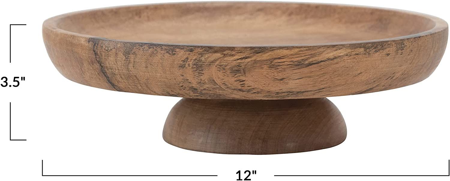 Bloomingville Round Natural Mango Wood Footed Cake Stand Bowl | Amazon (US)