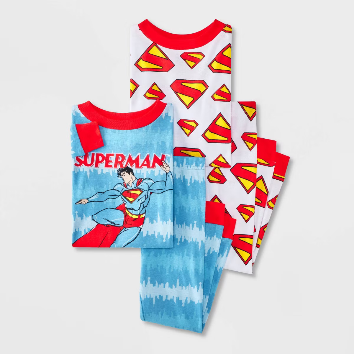 Toddler Boys' 4pc Superman Cotton Long Sleeve Pajama Set - Blue/White/Red | Target