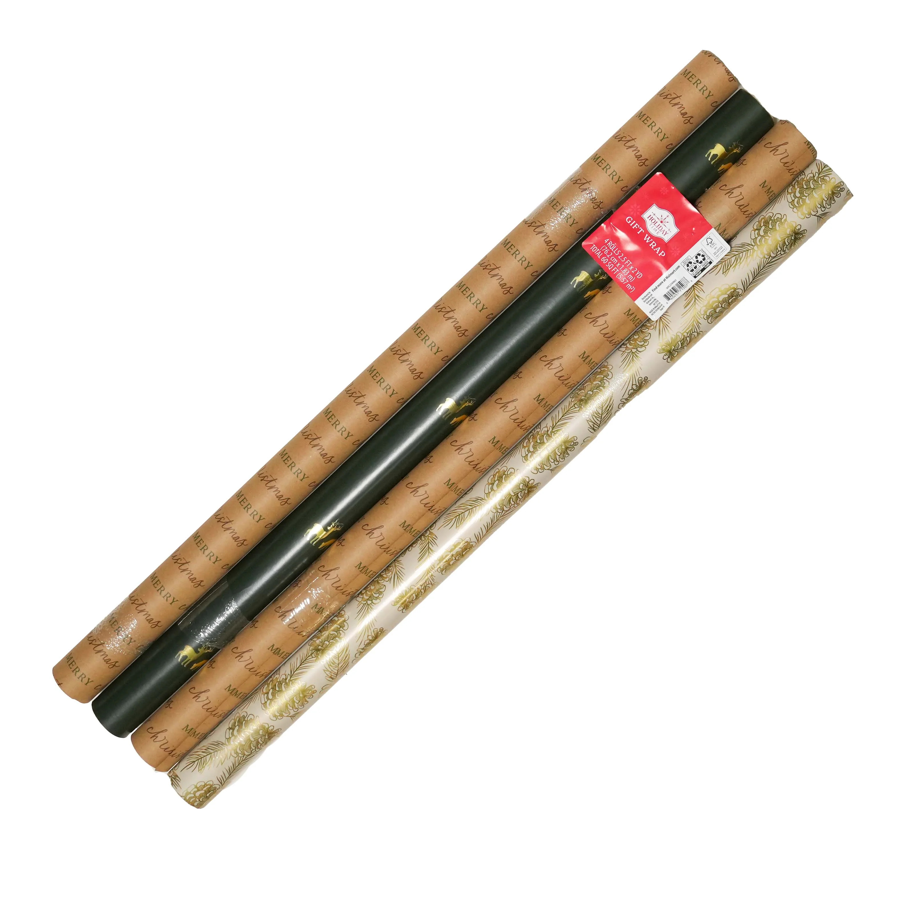 Multicolor Assorted Cabin Chic Christmas Wrapping Paper, 60 sq ft, 4 Rolls, by Holiday Time | Walmart (US)