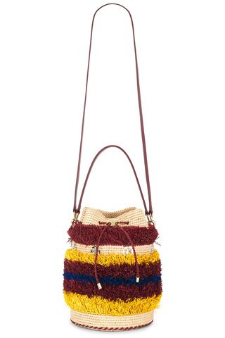 RABANNE Sac A Main Bucket Bag in Rouge Naturel & Bleu - Neutral. Size all. | FWRD 