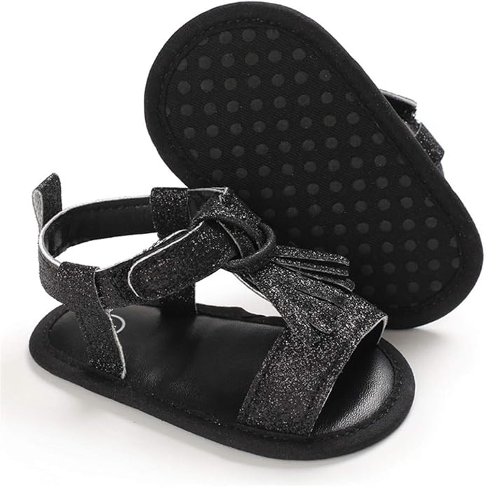 COSANKIM Infant Baby Girls Summer Sandals with Flower Soft Sole Newborn Toddler First Walker Crib... | Amazon (US)