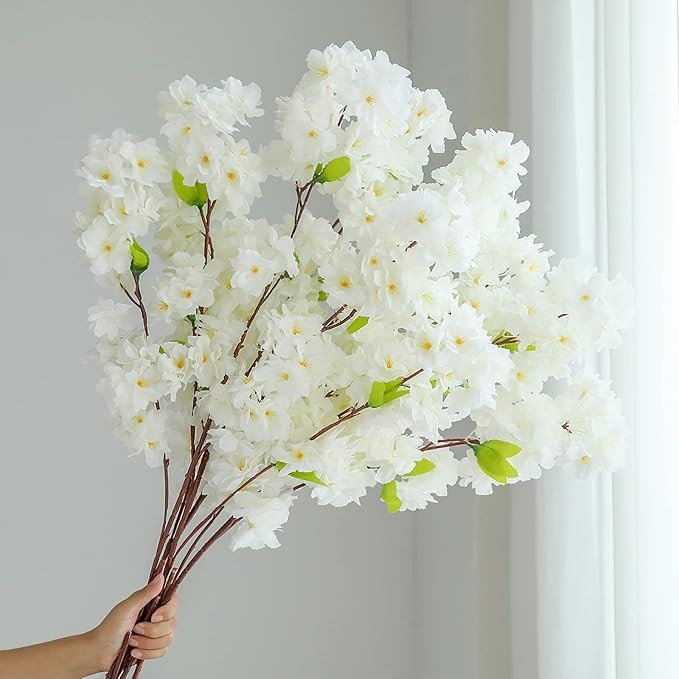 Hawesome Artificial Flowers Cherry Blossom Branches 42 Inch Fake Silk Cherry Blossom Flowers Arra... | Amazon (US)
