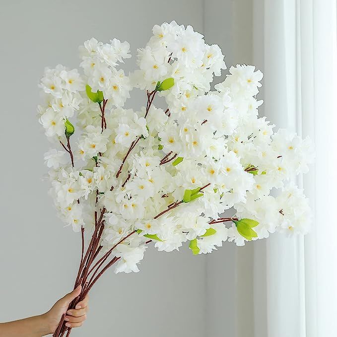 Hawesome Artificial Flowers Cherry Blossom Branches 42 Inch Fake Silk Cherry Blossom Flowers Arra... | Amazon (US)