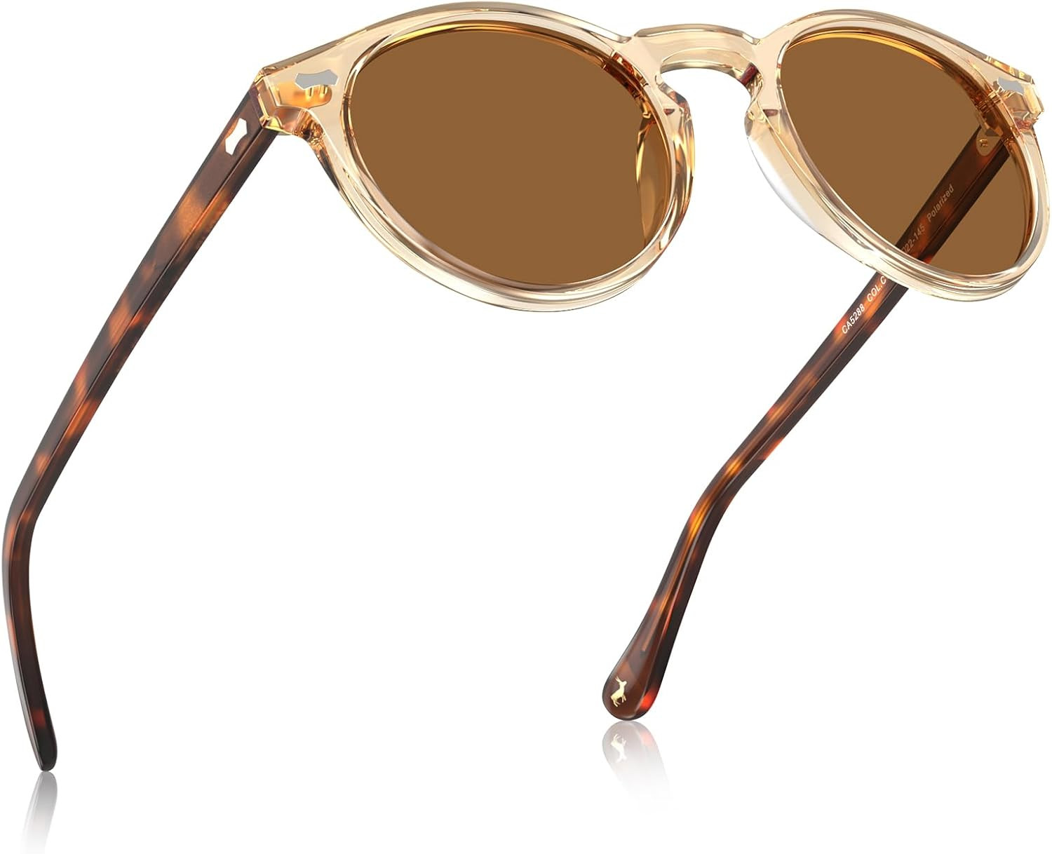 CARFIA Vintage Round Polarized Sunglasses for Women Acetate Frame UV400 Protection Lenses Hand-Cr... | Amazon (US)