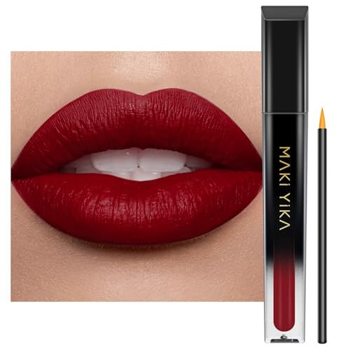 MAKI YIKA Dark Red Lipstick for Women Color Stay Long Lasting Lipsticks, No Smudge Matte Liquid Lipstick Transferproof Cruelty-Free Lip Color | PARTY GO | Amazon (US)