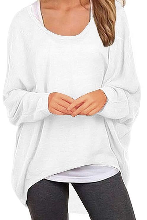 UGET Women's Sweater Casual Oversized Baggy Off-Shoulder Shirts Batwing Sleeve Pullover Shirts Tops | Amazon (US)