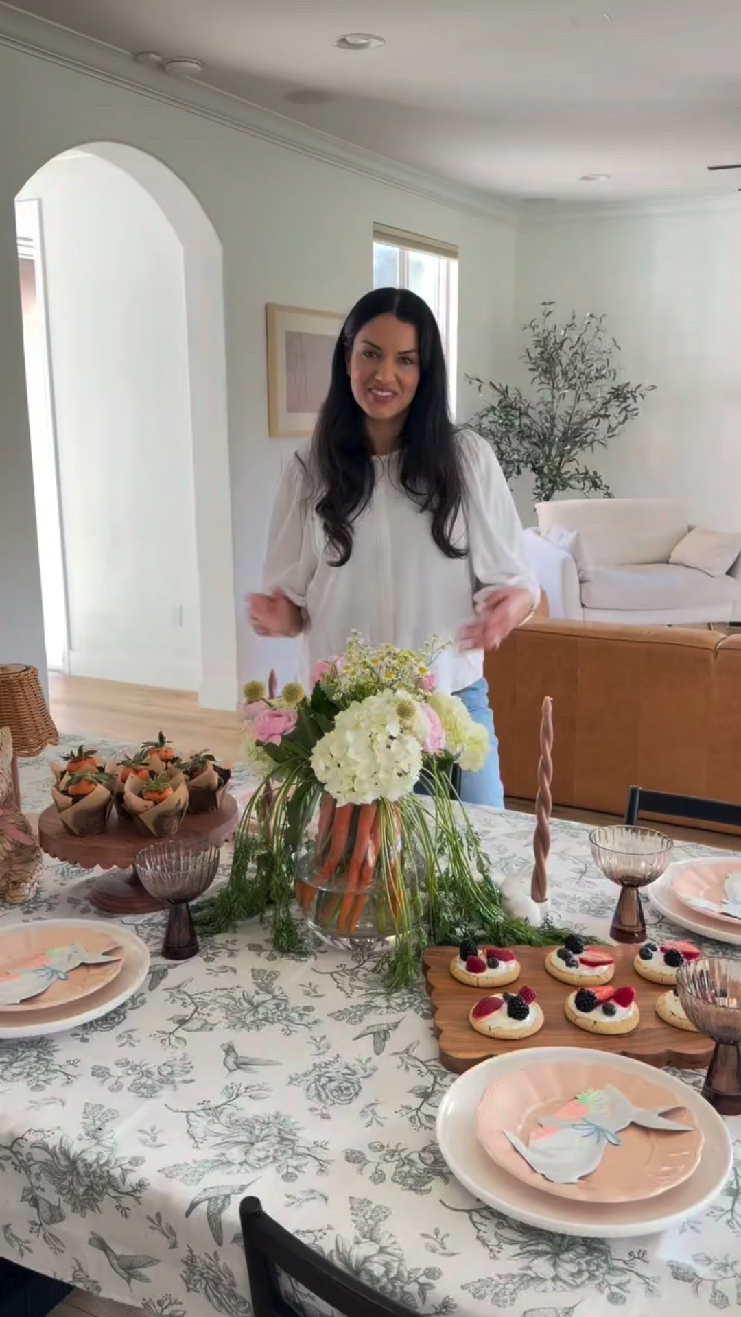 If you need a last-minute Easter dessert idea... this is it🐰✨ I used fresh @driscollsberry to make 3 super easy treats that look way fancier than they actually are:

Carrot Patch Cupcakes🥕
Sugar Cookie Berry Pizzas🍓
Lemon Mascarpone Berry Trifle🍋

They’re colorful, springy, and perfect for Easter brunch or dessert. The best part? Kids can help make them too.

Recipes:
•Carrot Patch Cupcakes
dip Driscoll’s strawberries in orange melting wafers and set aside. use store bought cupcakes or prepare your own and cut a small hole in the middle. add a layer of Nutella or chocolate frosting and then set an orange strawberry inside. crush Oreos and add them to the frosted part to act as “dirt”. 

•Sugar Cookie Berry Pizzas
make the frosting using 8 oz soft cream cheese, 3 tablespoons of soft butter, 1 teaspoon vanilla and 1 1/3 cup powdered sugar. use a mixer to whip this together. then add a layer of this to sugar cookies. I used store bought. Top with your favorite Driscoll’s berries. 

•Lemon Mascarpone Berry Trifle
mix 2 cups heavy whipping cream, 8 oz mascarpone cheese, 8 oz soft cream cheese, 2 tablespoons powdered sugar, 1 tablespoon lemon flavor, 1 tablespoon vanilla extract. beat for 3 minutes or until a stiff peak forms. add to a piping bag. in a trifle dish layer your favorite @driscollsberry then add a layer of your cream. cut a 16oz pound cake, I used store bought, into cubes and layer that on top of the cream. add another layer of cream and top with your favorite Driscoll’s berries

Easter, Easter table, tablescape, Easter finds, cutting board, cake stand 

#LTKSeasonal #LTKfoodie #LTKKids