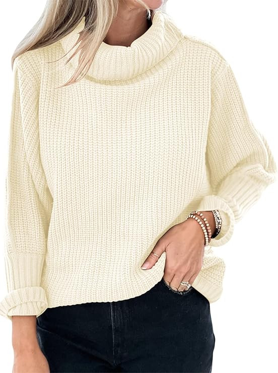 ANRABESS Womens Turtleneck Long Batwing Sleeve Oversized Casual Loose Fitting Pullover Sweater Kn... | Amazon (US)
