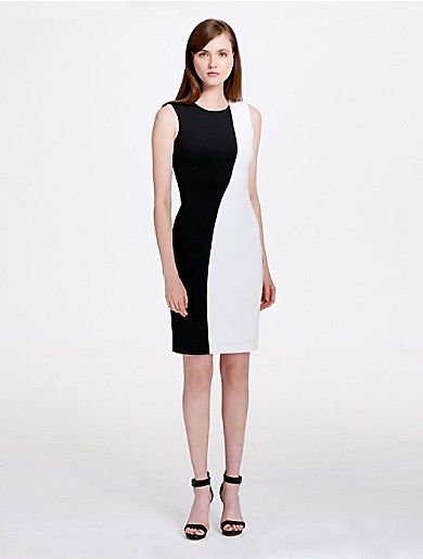 colorblock scuba sheath dress | Calvin Klein