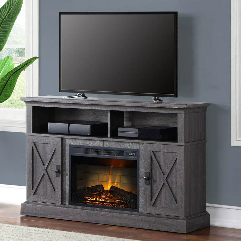 Kellum Media Fireplace Console for TVs up to 65”, 54" Stand, Gray - Walmart.com | Walmart (US)