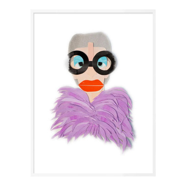 Iris with Purple Feathers by Melvin G in White Framed Paper, XS Art Print