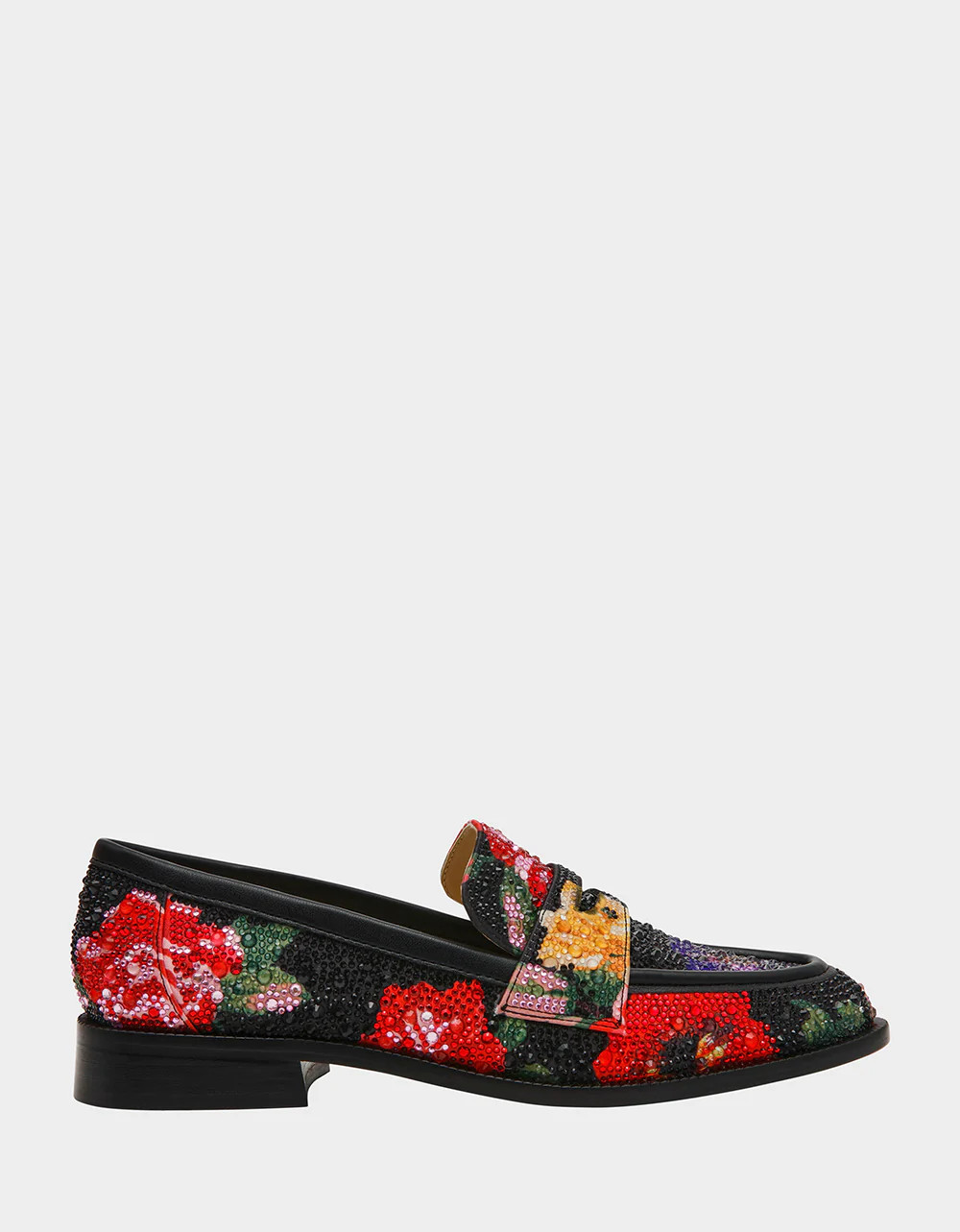 CANNE BLACK FLOWER MULTI Slip-On Embellished Rhinestone Women's Loafer | Betsey Johnson