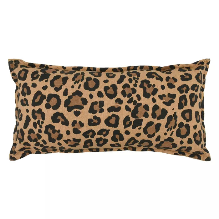 Oversize Lumbar Leopard Print Linen Pillow Neutral - Threshold™ | Target
