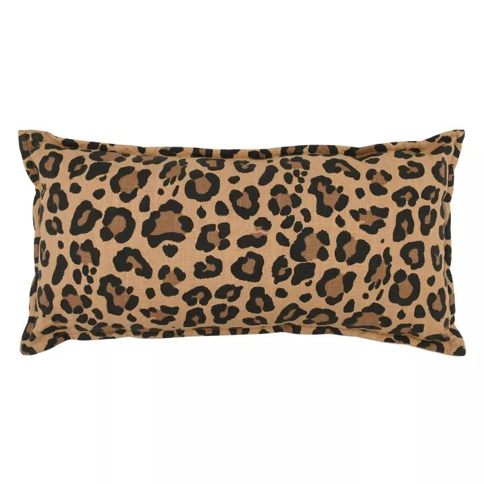 Oversize Lumbar Leopard Print Linen Pillow Neutral - Threshold&#8482; | Target