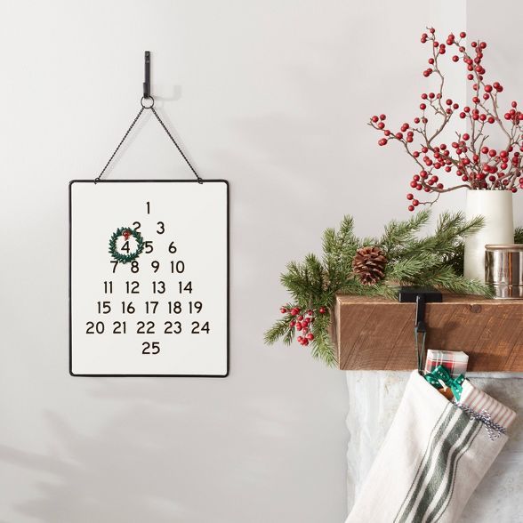 Metal Advent Calendar with Wreath Magnet Black/Cream - Hearth & Hand™ with Magnolia | Target