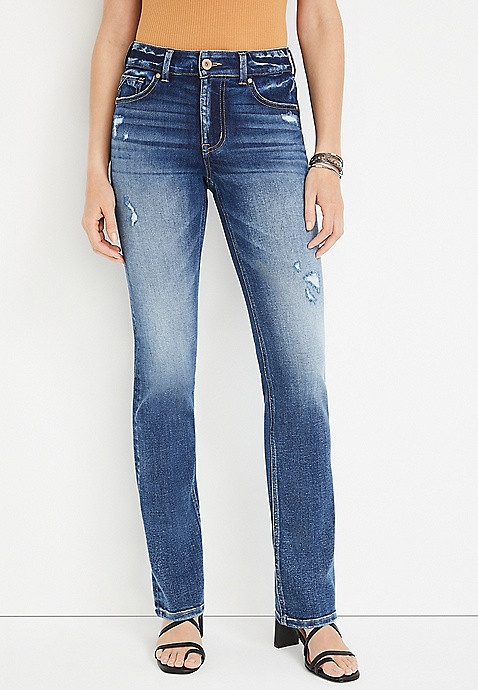 edgely™ Straight High Rise Ripped Jean | Maurices