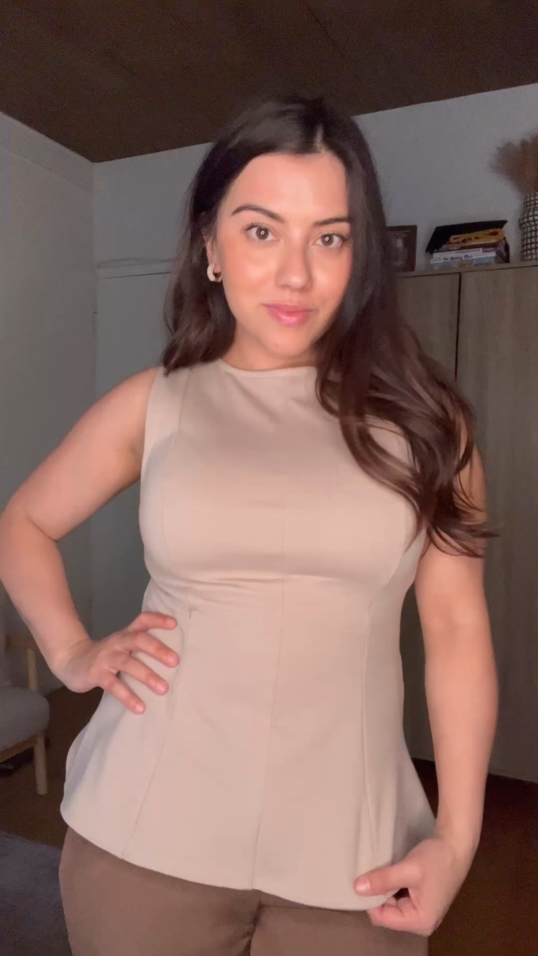 This taupe peplum top adds a flirty, feminine touch with its structured waist and soft, neutral tone—perfect for spring styling. Paired with high-waisted jeans and nude strappy heels, it creates a clean and chic look that’s great for brunch or a day out. Style it with minimal gold jewelry and a crossbody bag for an elevated casual outfit. taupe peplum top, spring outfit, neutral style, white jeans, brunch look, strappy heels, feminine fashion, chic casual.

#LTKWatchNow #LTKSeasonal