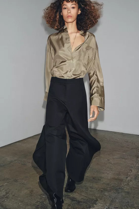 ZW COLLECTION WIDE-LEG PANTS WITH VENTS | Zara US