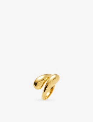 Savi Double Droplet 18ct Yellow Gold Vermeil Ring | Selfridges