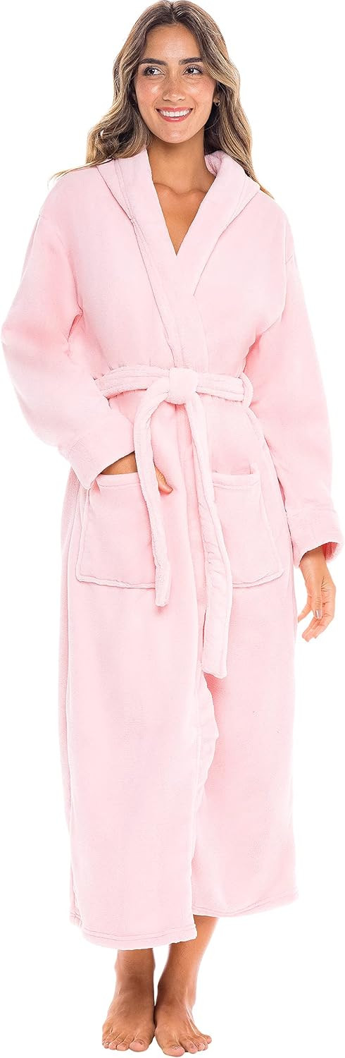 Alexander Del Rossa Bath Robes for Women, Long Hooded Plush Female Bathrobe Regular and Plus Size | Amazon (US)
