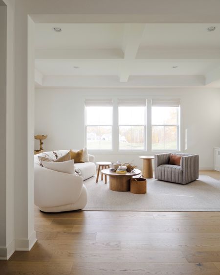 Modern living room, checkerboard rug, curved sofa, minimalist

#LTKhome #LTKSeasonal #LTKHoliday