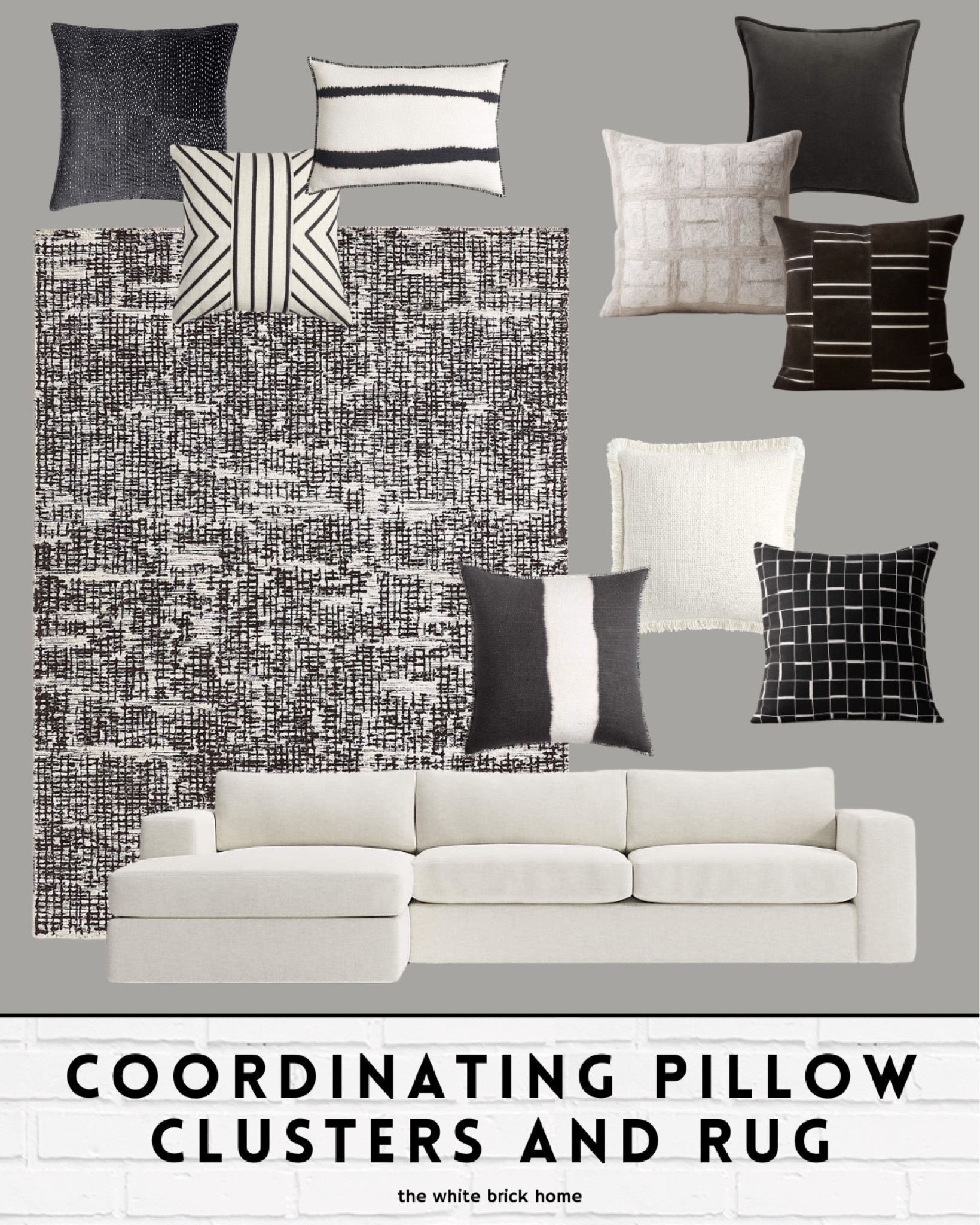 Beautiful pillows that coordinate with this amazing living room rug!

Living room, living room design, living room rug, living room pillow, rug, area rug, sectional, sofa, couch, pottery barn, pottery barn sectional, crate and barrel, throw pillows, pillows, rug, crate and barrel living room design, living room ideas, black and white living room, living room decor, living room rug, living room home design, area rug black and white 

#LTKHome #LTKStyleTip #LTKFindsUnder100